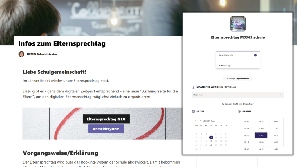 Elternsprechtag - digitales Buchungssystem