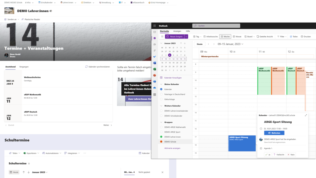 Lehrer:innen-Kalender synchron mit Outlook